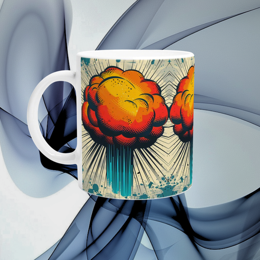 Pop‑Art Explosion Tasse | Wichtelgeschenk | weiße Keramik 330 ml | Weihnachtsgeschenk für Kollege & Partner