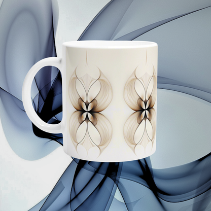 Minimalistische Kunst Mandala-Tasse | Wichtelgeschenk | Keramik weiß 330 ml | Weihnachten oder Thanksgiving