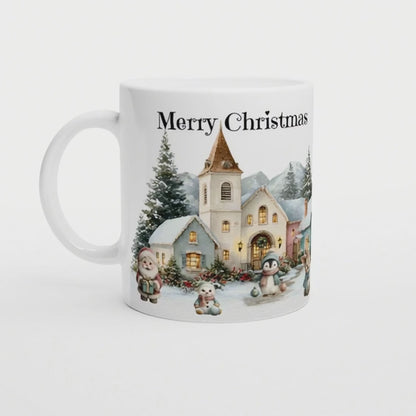 Tasse Weihnachtsdorf. Verschneite Landschaft. Geschenk Mama, Oma. Wichtelgeschenk, Glühwein Tasse, Klassisch