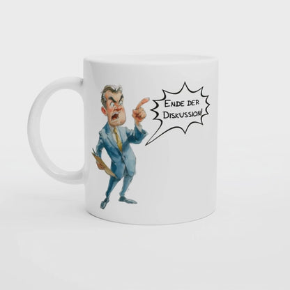 Ende der Diskussion | Lustige Tasse mit Spruch | Geschenkidee für Kollegen, Papa, Ehefrau | Sarkastisches Weihnachts-Wichtelgeschenk Büro