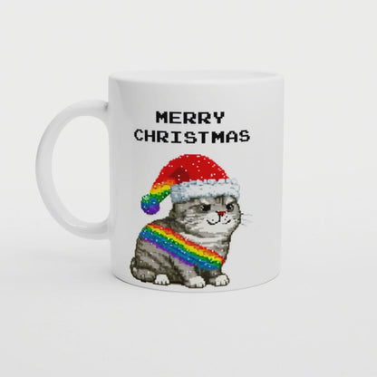 Weihnachtstasse inspiriert von Nyan Cat; Wichtelgeschenk, Pixel Katze, Meme Tasse, Geschenk Kollege, Christmas, Anime & cartoon