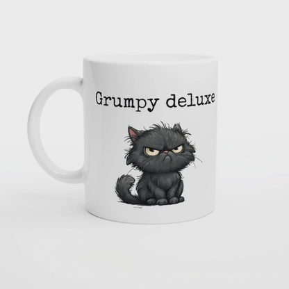 Grumpy Deluxe | Lustige Katze Tasse mit Spruch | Geschenk für Morgenmuffel oder Kollegen | Sarkastische Weihnachtsidee Bürohumor