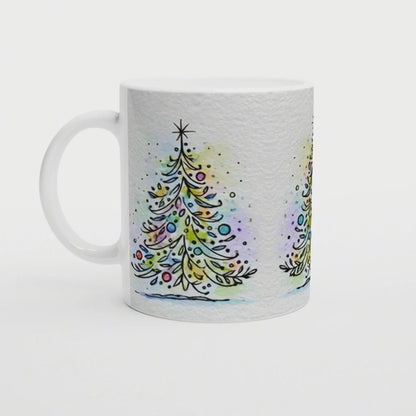Aquarell Weihnachtstasse, Geschenk beste Freundin, Wichtelgeschenk Kollegin, Moderne Tasse, Kunstvoll