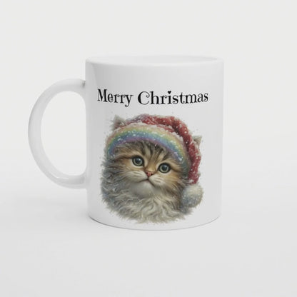 Süße Keramik Katze Tasse "Frohe Weihnachten" Wichtelgeschenk, Geschenk beste Freundin, Animal, Christmas
