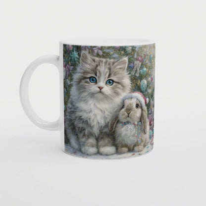 Weihnachtstasse Katze & Hase – Süße Winter-Tasse für Tierliebhaber, Mama & Oma – Geschenkidee zu Weihnachten