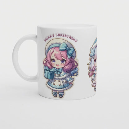 Süße Chibi Tasse "Merry Christmas" Wichtelgeschenk Kollegin, Geschenk beste Freundin, Anime & cartoon, Christmas