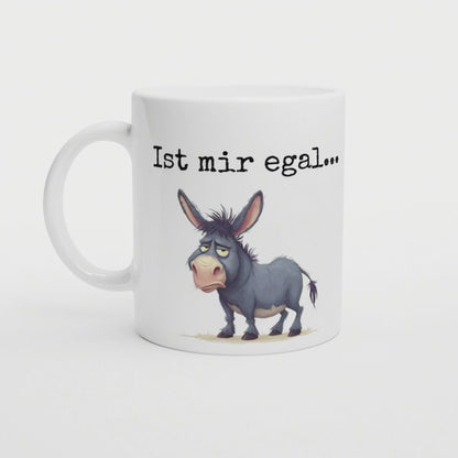 Ist mir egal | Lustige Esel Tasse | Geschenkidee für Kollegen, Partner oder Freund | Witziges Weihnachts-Wichtelgeschenk