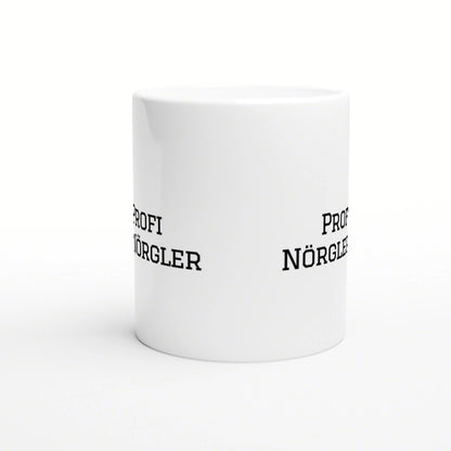 White ceramic mug with bold black wrap-around text, shown as a product mockup on a white background for humorous slogans.
